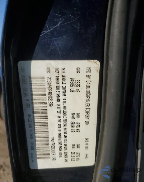 2006 Chrysler 300 z USA, uszkodzony, nr VIN 2C3KA43R46H121890